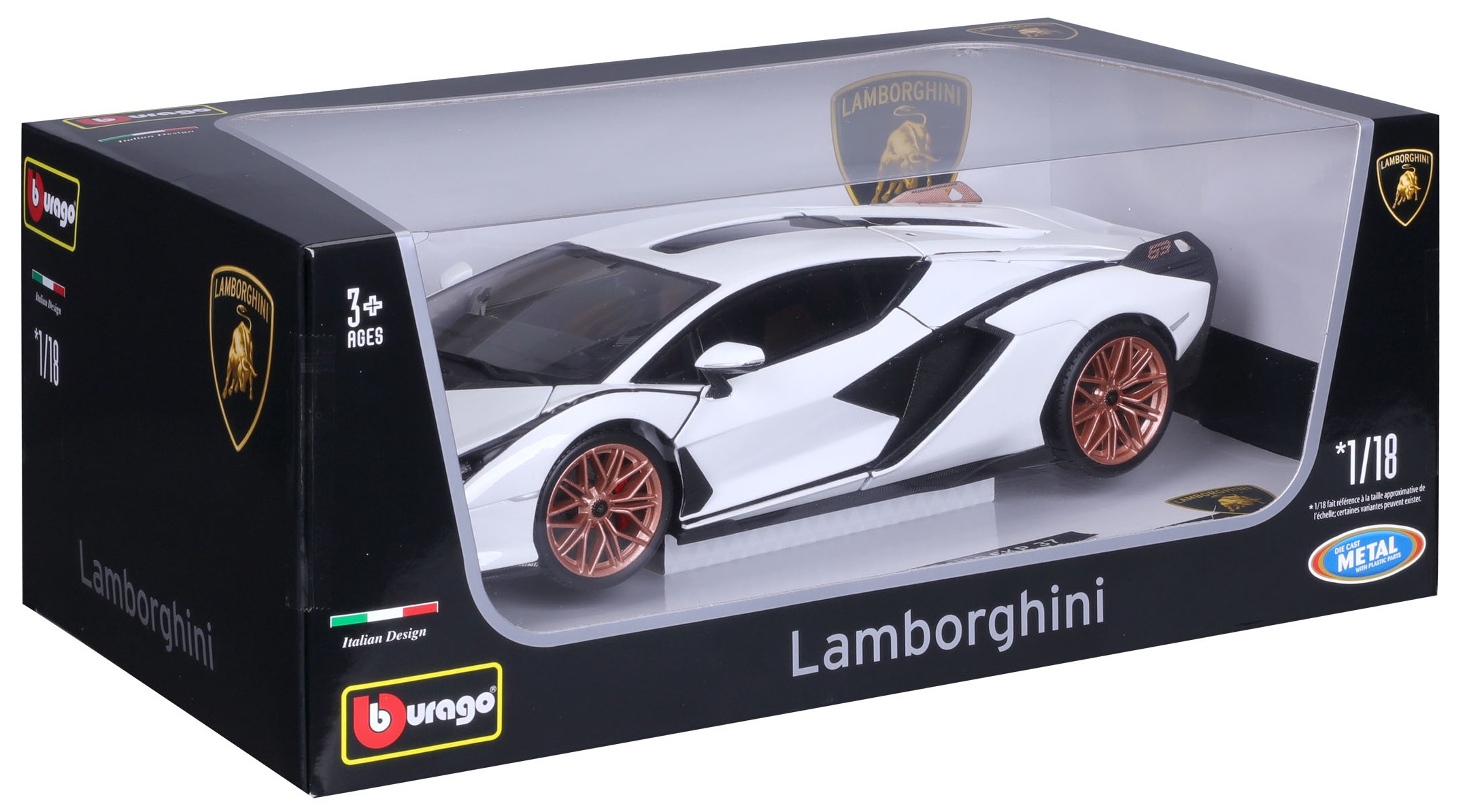 Lamborghini Sian FKP37 2019 Wit/Zwart - 1:18