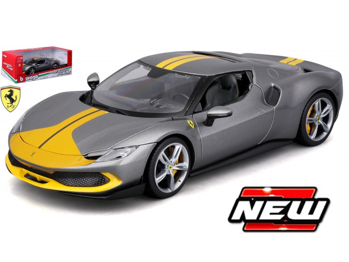 Ferrari 296 GTB Grijs/Geel - 1:18