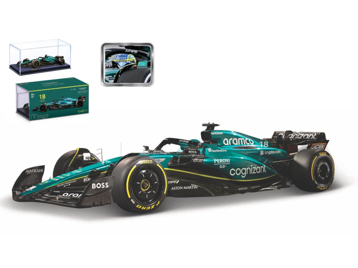 Aston Martin Aramco Cognizant F1 Team AMR No.18 2023 L. Stroll with Helmet - 1:43