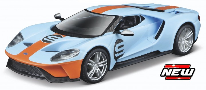 Ford GT No.9 Heritage Collection 2019 Lichtblauw/Oranje - 1:32