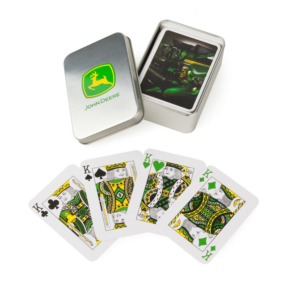 John Deere playing cards in tin