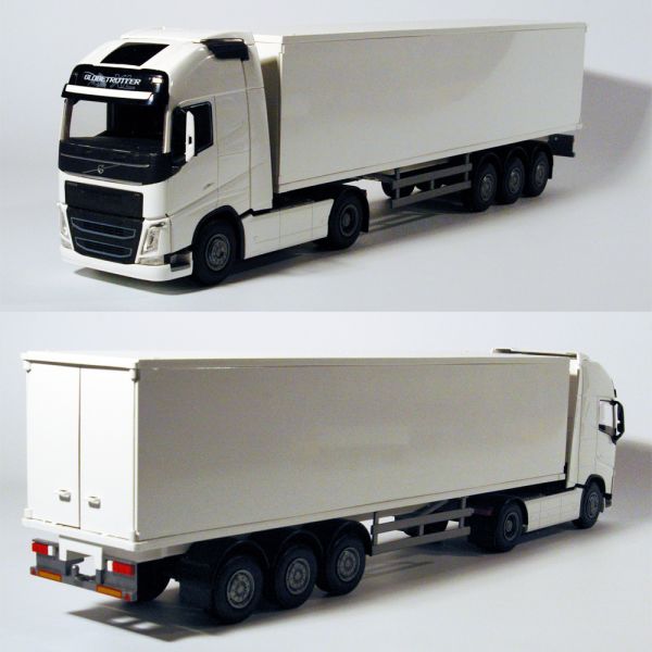 Volvo FH16 750GL XL 4x2 Wit met 3-as Oplegger Wit - 1:25