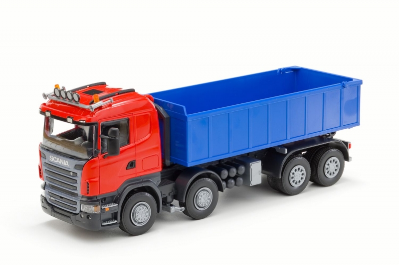 Scania R730 8x4 with Drop-Off Container Red - 1:25