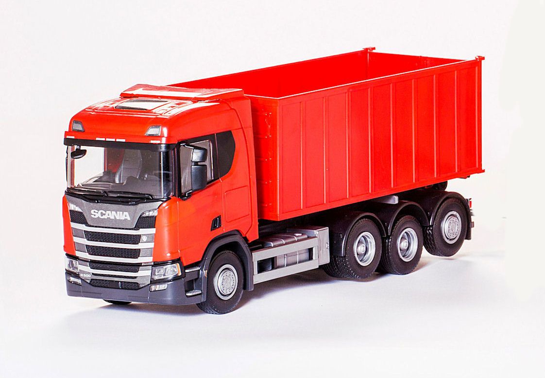 Scania CR 8x4 met Afzetcontainer Rood - 1:25