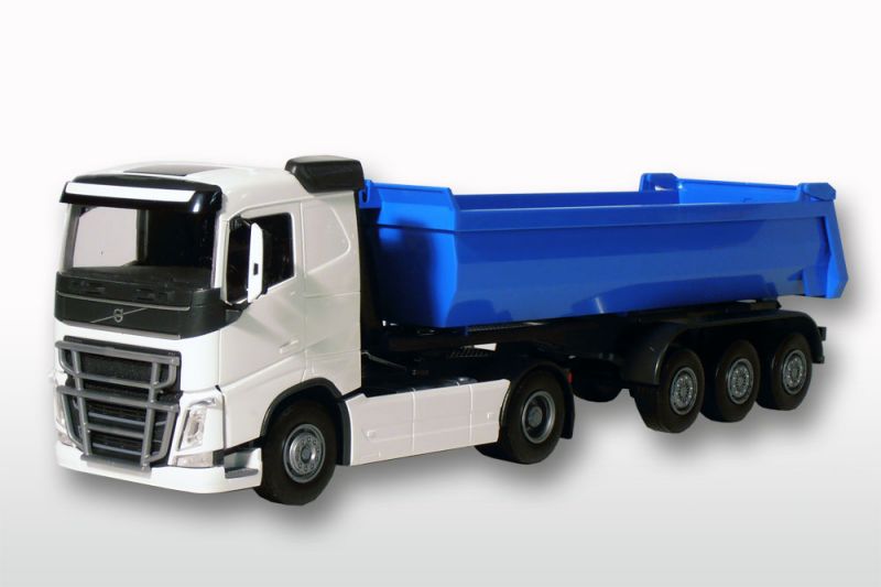 Volvo FH16 4x2 White with 3-axle Dumptrailer Silver - 1:25