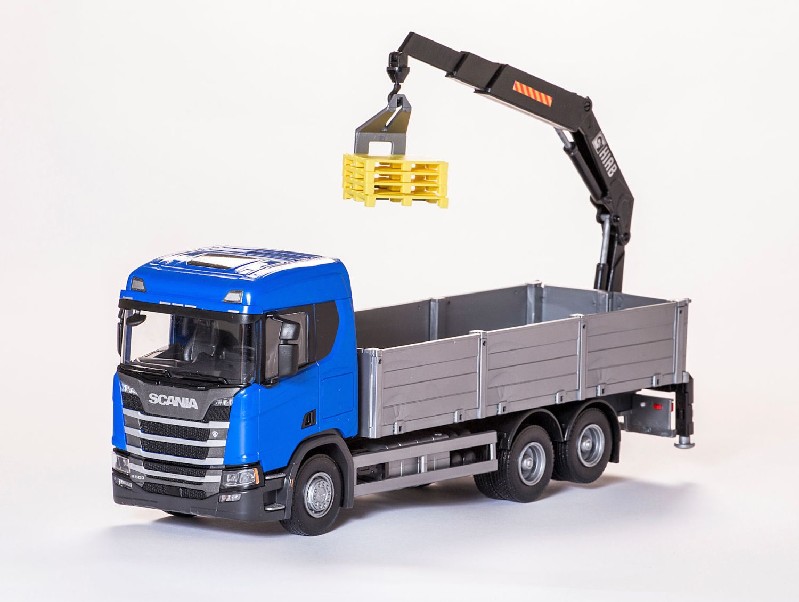 Scania CR500 6x4 Laadbak + Kraan Blauw - 1:25