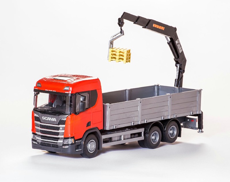 Scania CR500 6x4 Laadbak + Kraan Rood - 1:25