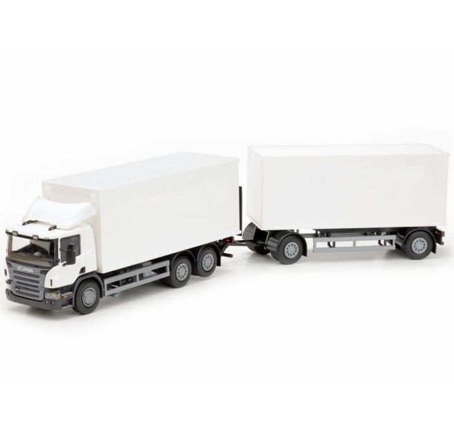 Scania CR 6x4 Bakwagen Wit met Aanhanger - 1:25