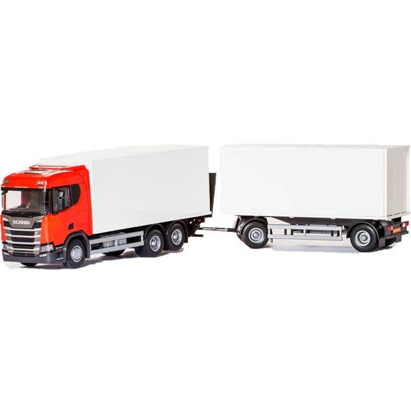 Scania CR 6x4 Box Truck Red with Trailer - 1:25