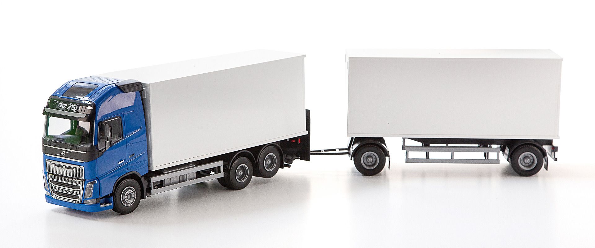 Volvo FH 6x4 Bakwagen Blauw met Aanhanger - 1:25