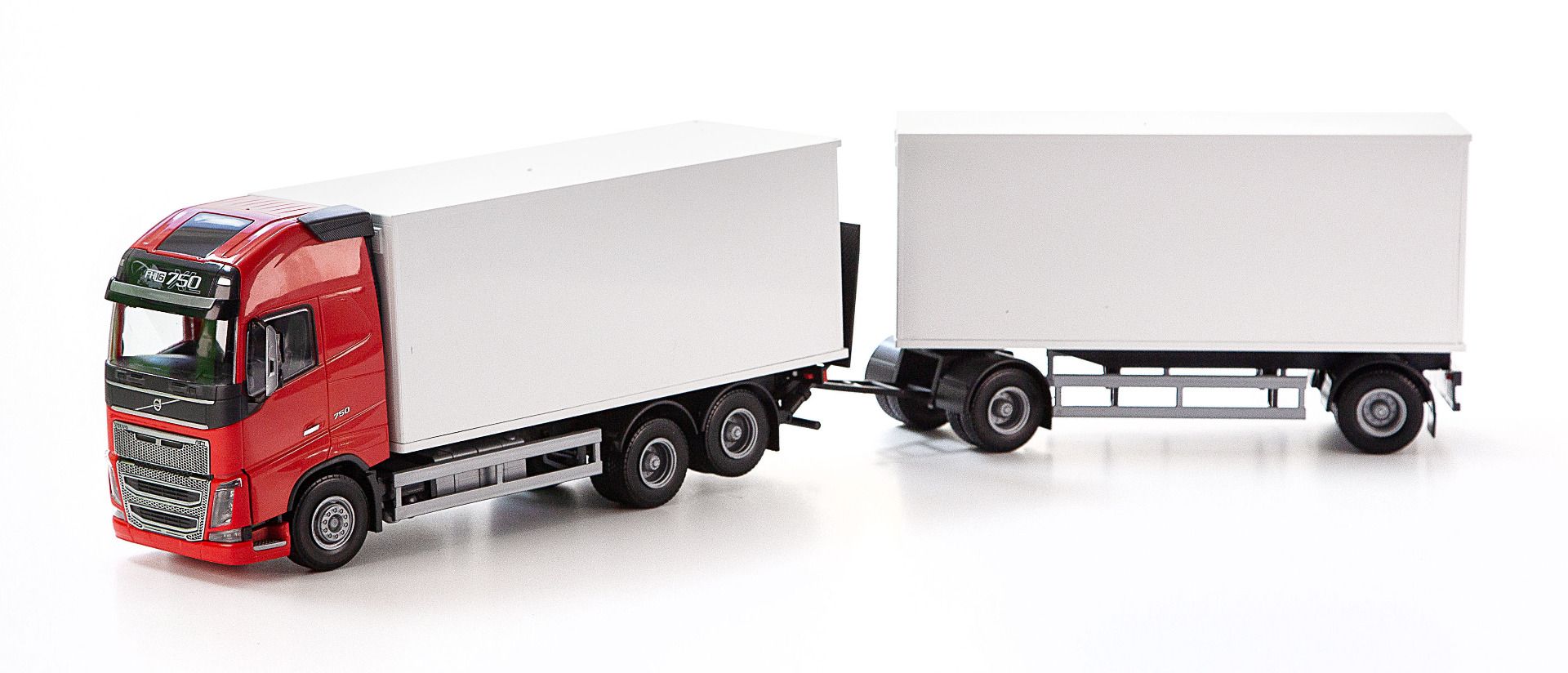 Volvo FH 6x4 Box Truck Red with Trailer - 1:25