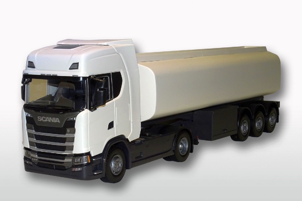 Scania S410 4x2 met Tanktrailer Wit - 1:25