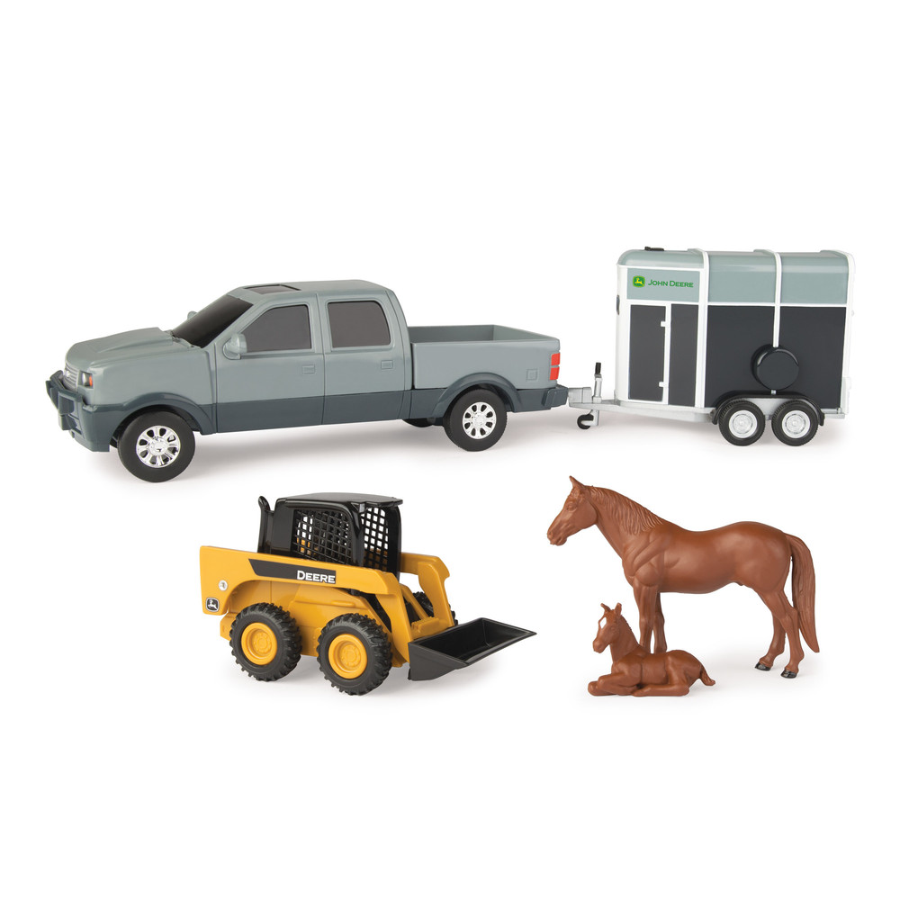 John Deere Animal Hauling Set with Skid Steer - 1:32
