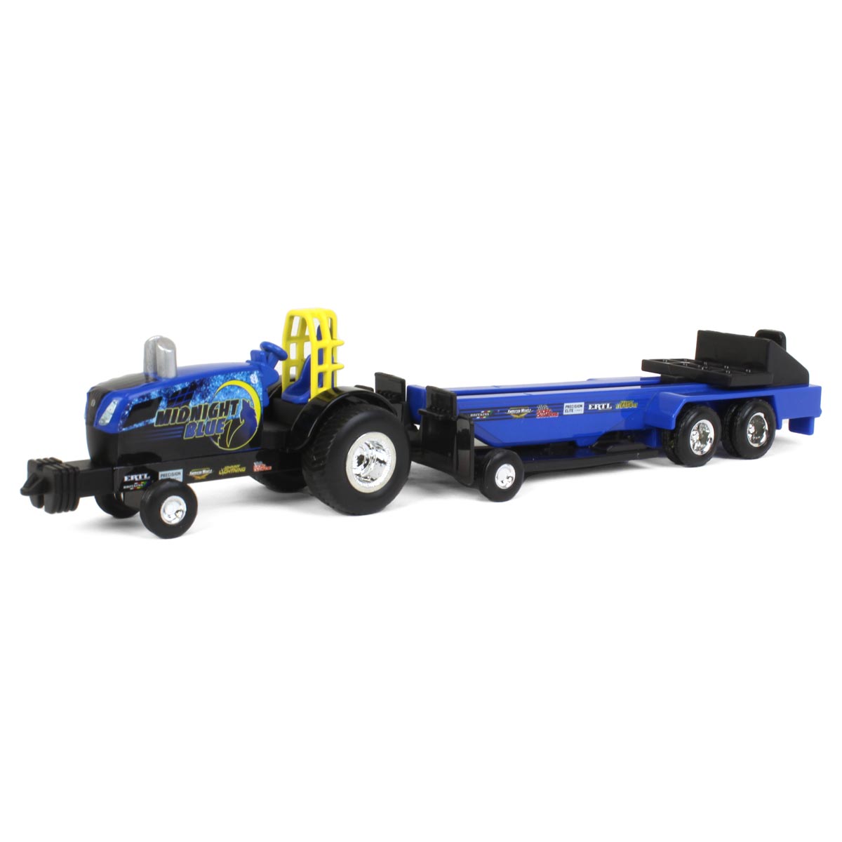 New Holland Pulling Tractor Midnight Blue with Pulling Sled - 1:64