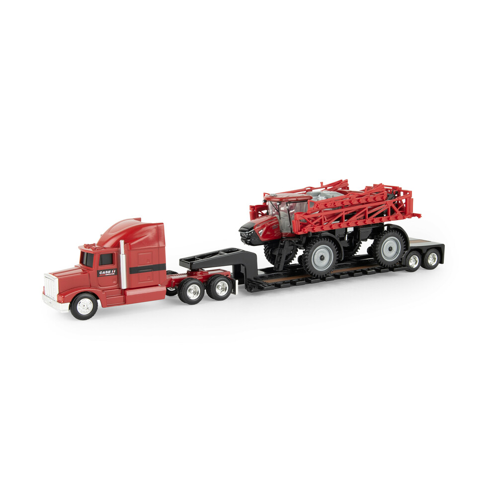 Semi with Lowboy Trailer with Case IH Patriot 4350 Sprayer - 1:64