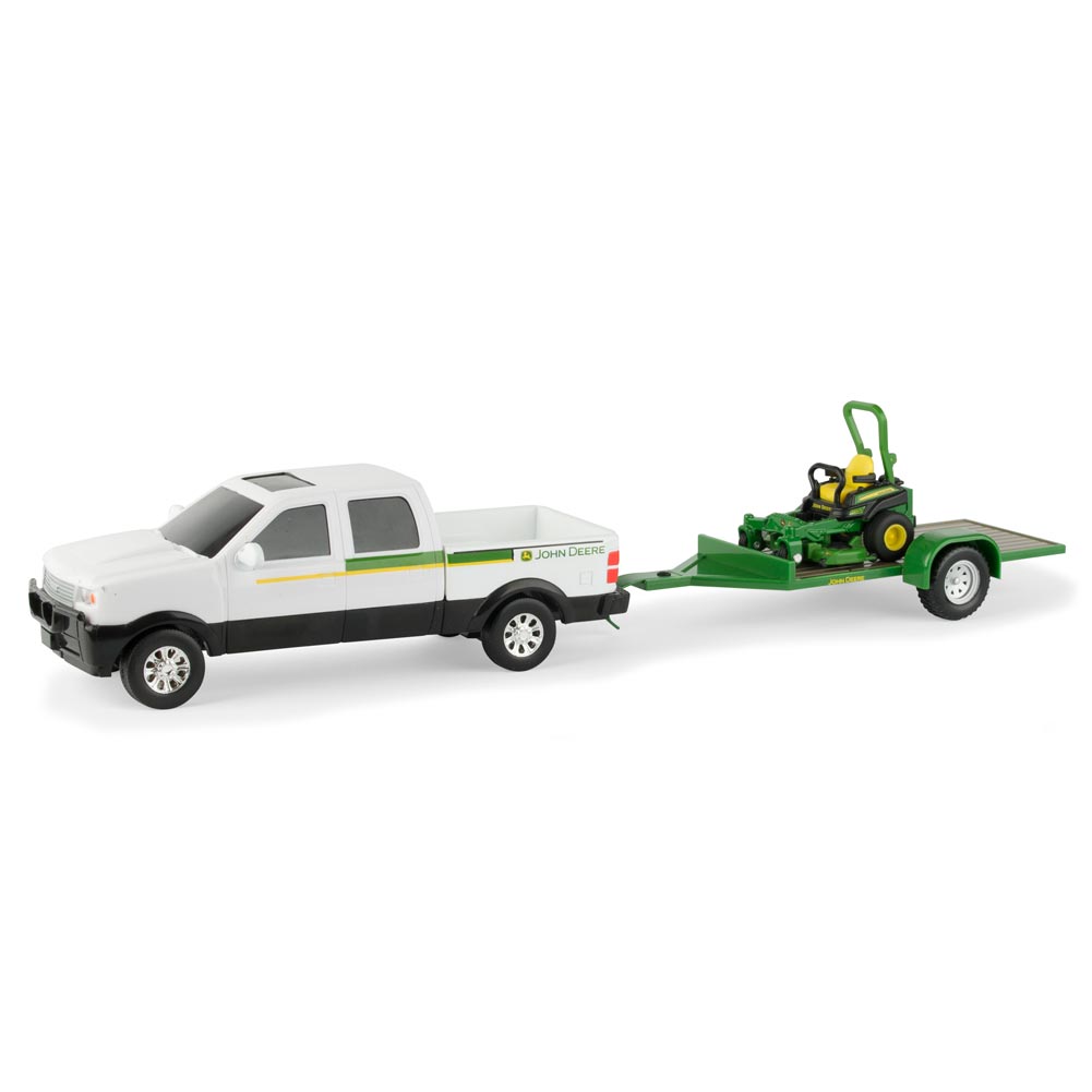 John Deere Pickup with Utility Trailer + ZTrak Mower - 1:32