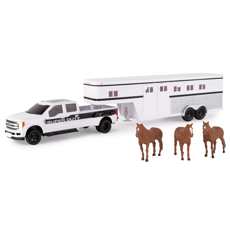 Ford F350 Super Duty with Gooseneck Horse Trailer + Horses - 1:32