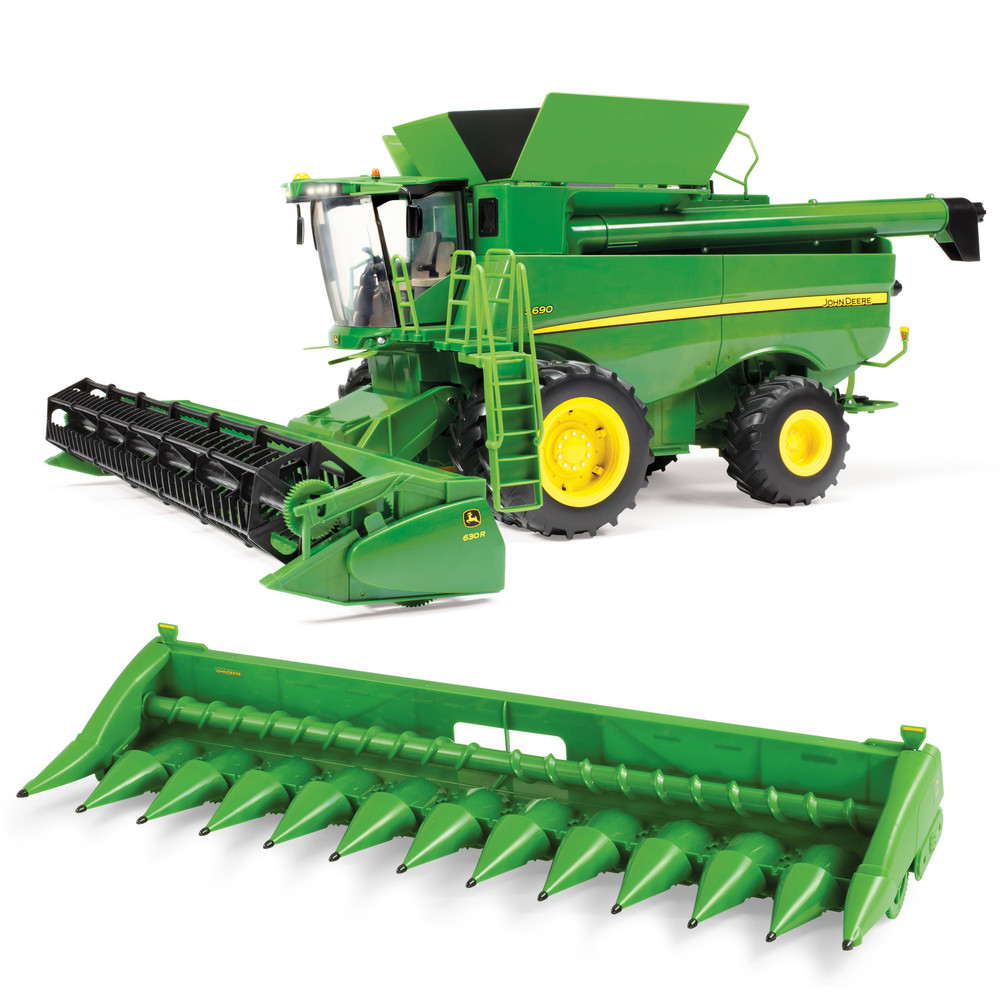 Big Farm John Deere S690 Combine with Corn Head and Grain Head - 1:16