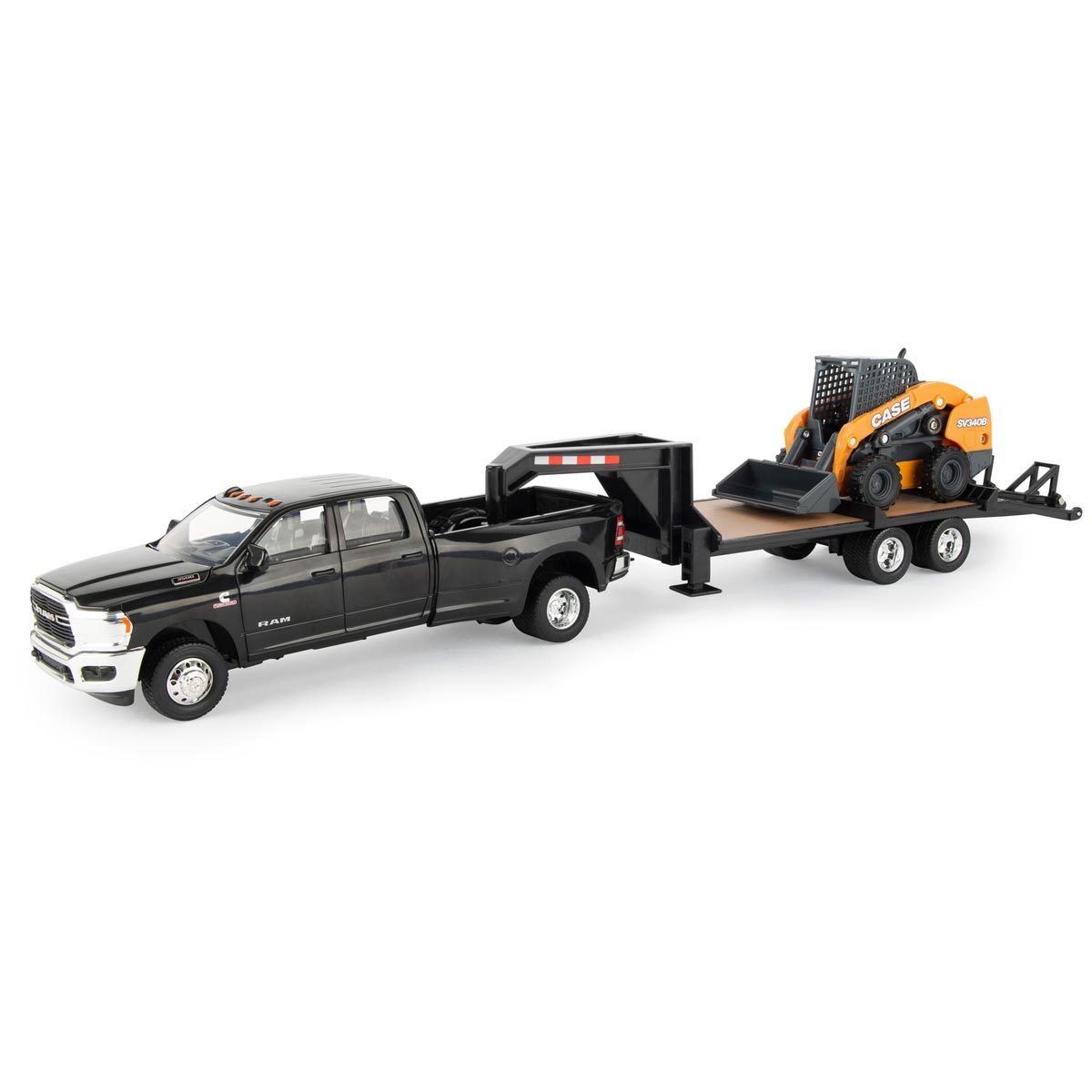 Dodge RAM 1500 with Gooseneck Trailer + Case SV340B Skid Steer - 1:32