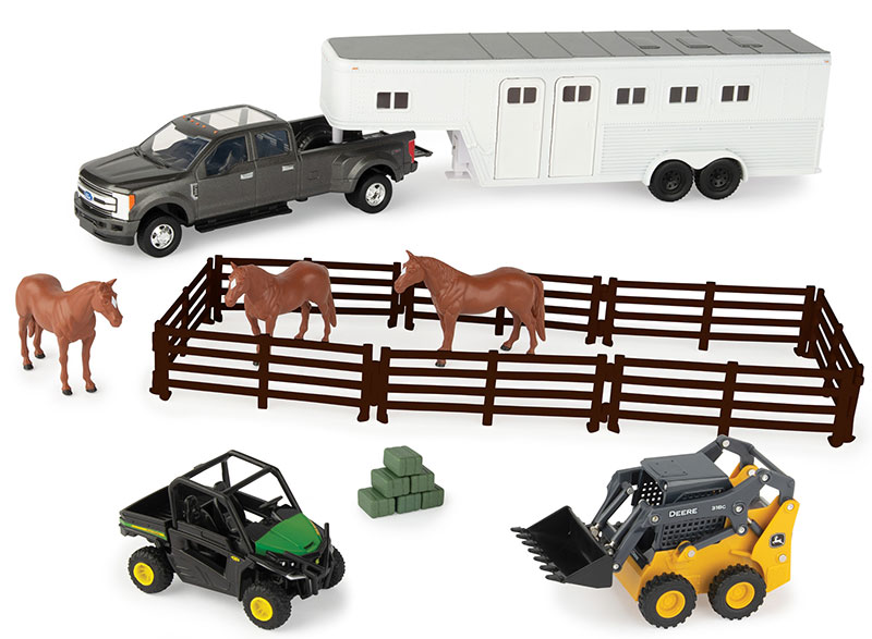 John Deere Hobby Set with Skid Loader, Gator, Ford Pickup and trailer - 1:32