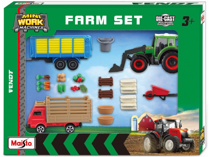 Fendt Mini Work Machine Farm Tractor Play Set