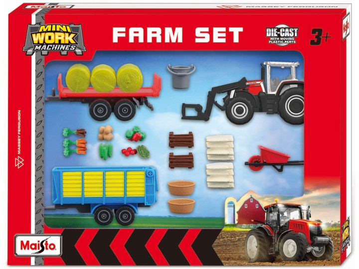 Massey Ferguson Mini Work Machine Farm Tractor Play Set