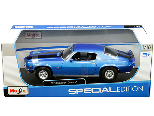 Chevrolet Camaro Z/28 1971 Blauw/Zwart - 1:18