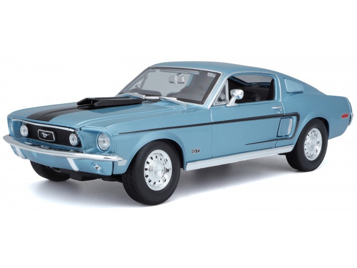 Ford Mustang GT Cobra 1968 Blauw/Zwart - 1:18
