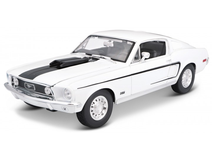 Ford Mustang GT Cobra 1968 Blauw/Zwart - 1:18