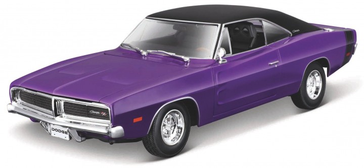 Dodge Charger R/T 1969 Paars/Zwart - 1:18