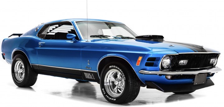 Ford Mustang Mach 1 1970 Blauw/Zwart - 1:18