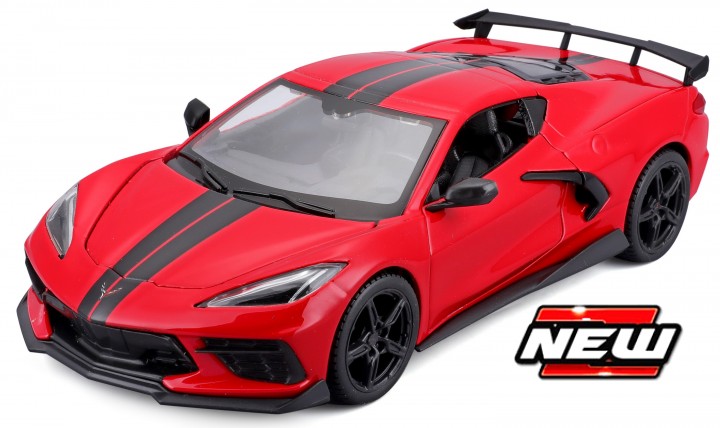 Chevrolet Corvette Stingray High Wing 2020 Rood/Zwart - 1:24