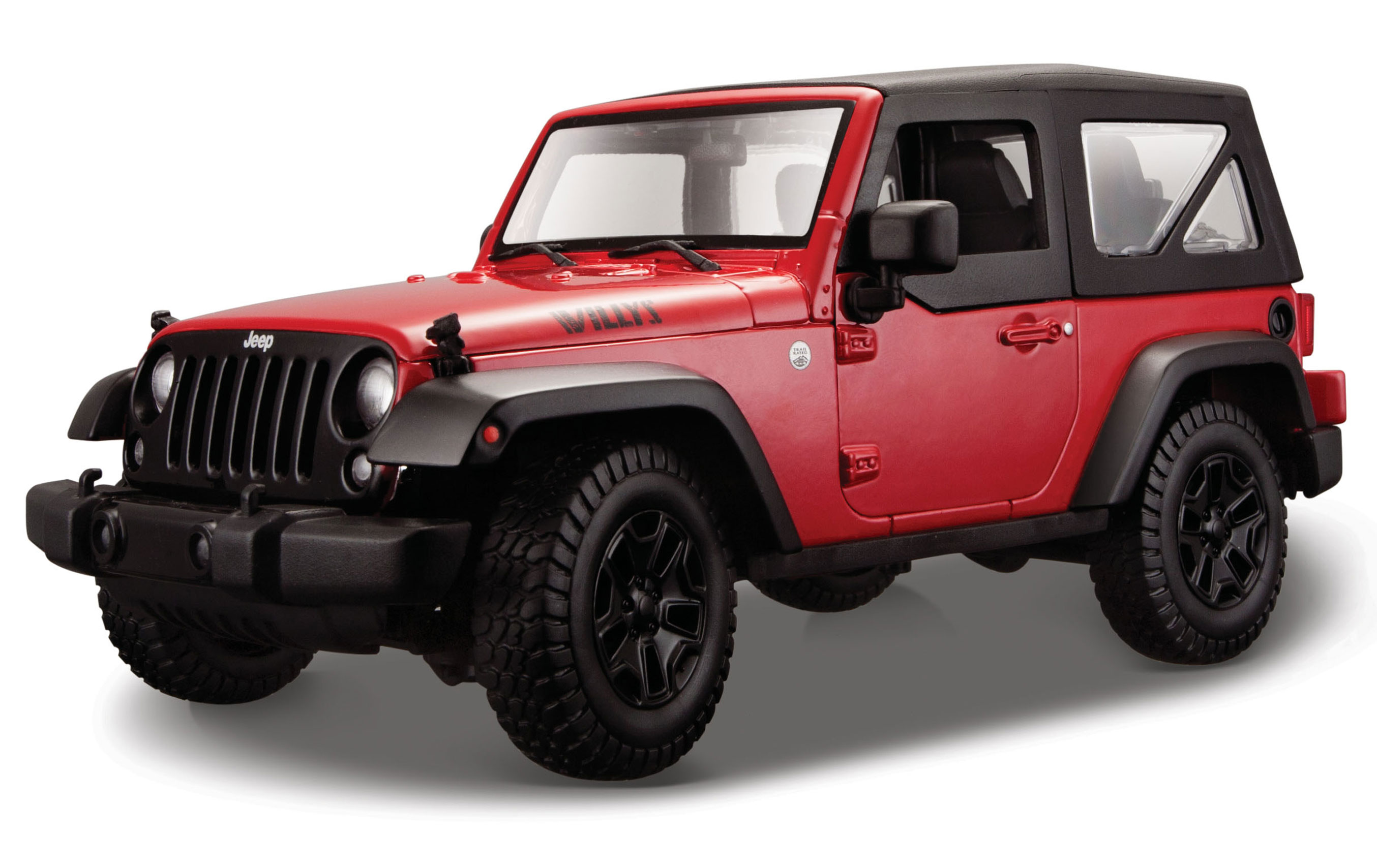 Jeep Wrangler 2014 Rood/Zwart - 1:18