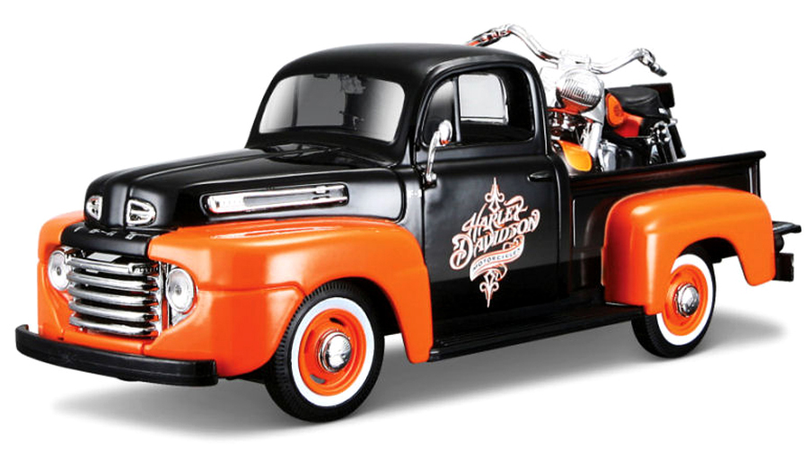 Ford F-1 Pick-Up 1948 met Motor Zwart/Oranje - Harley Davidson
