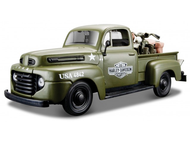 Ford F-1 Pick-Up 1948 met Motor Groen - Harley Davidson
