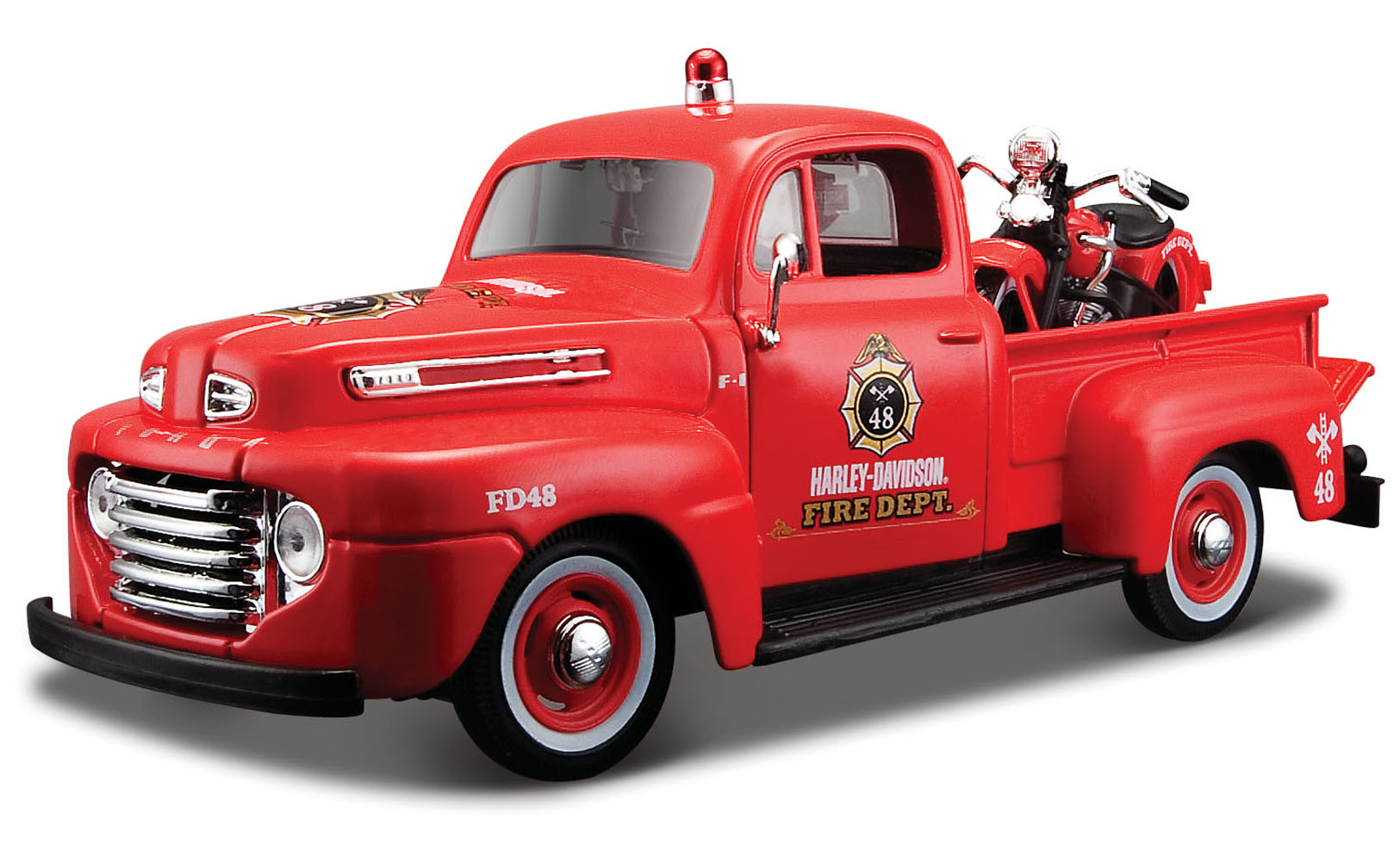 Ford F-1 Pick-Up 1948 met Motor Rood - Harley Davidson