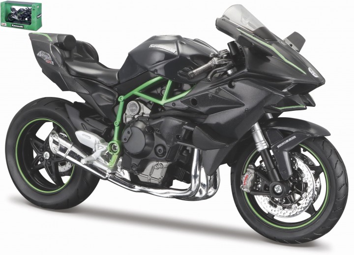 Kawasaki H2 R Ninja Donkergrijs/Groen - 1:12