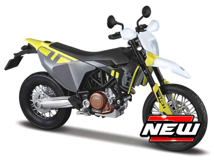 Husqvarna Husky 701 Supermoto 2023 Zwart/Wit/Geel - 1:12