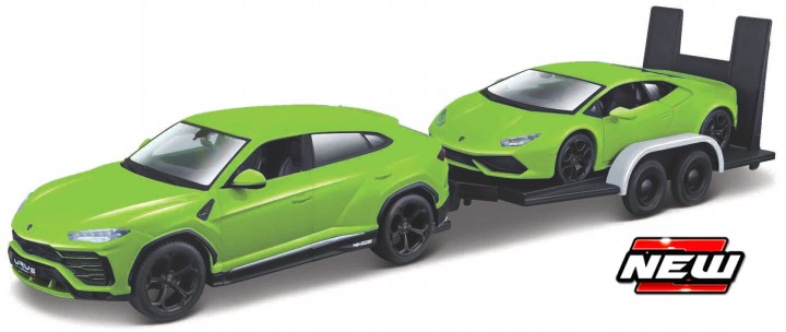 Lamborghini Urus + Lamborghini Huracan 2 car set Groen - 1:24