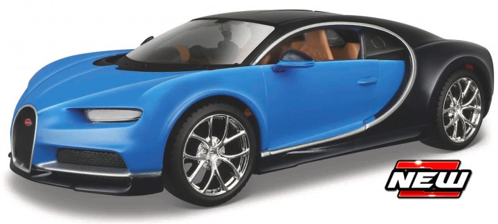 Bugatti Chiron Blauw/Zwart Kit - 1:24