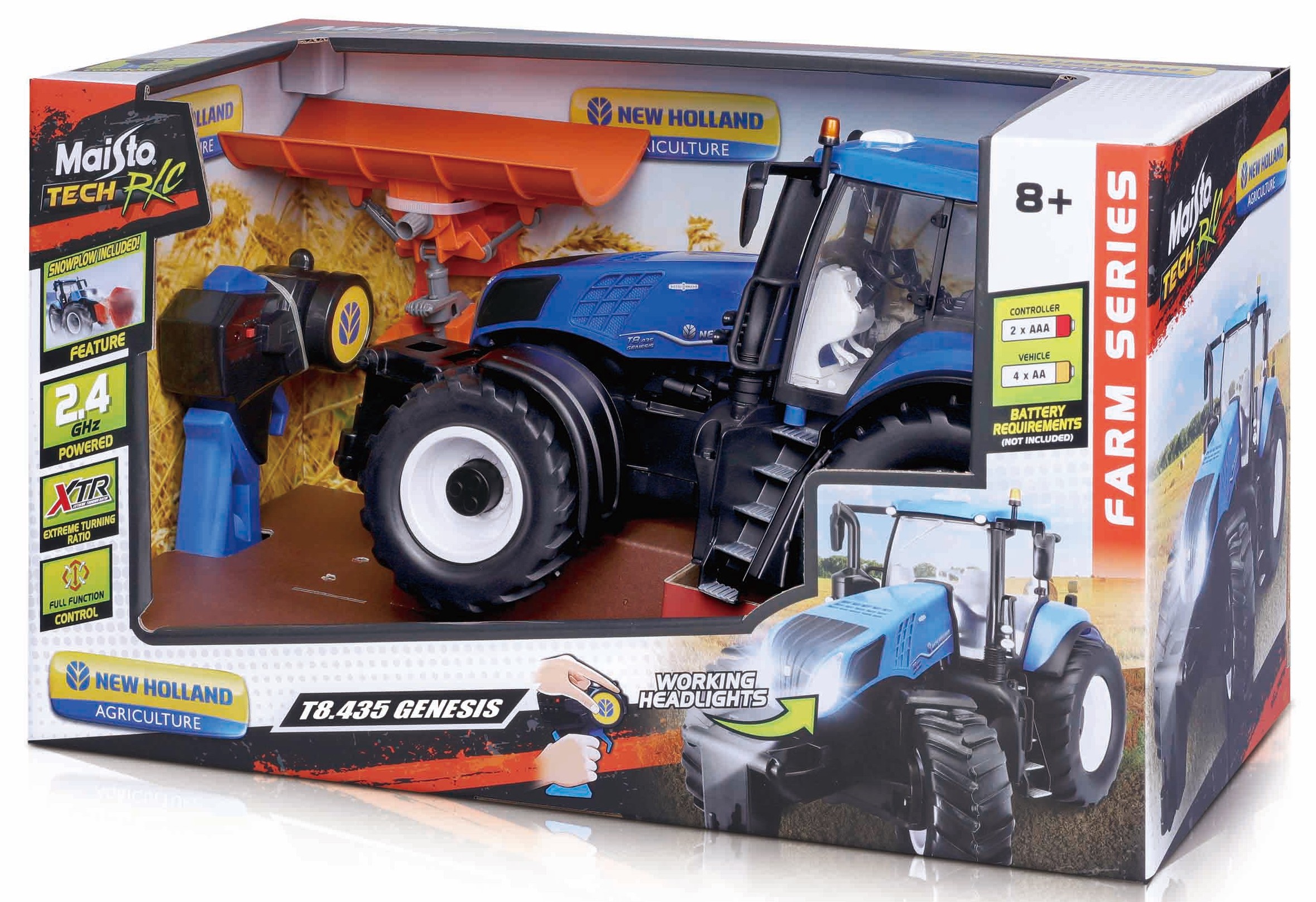 New Holland T8.435 met Sneeuwschuif - RC