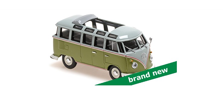 Volkswagen T1 Samba Bus 1961 Grijs/Groen - 1:43