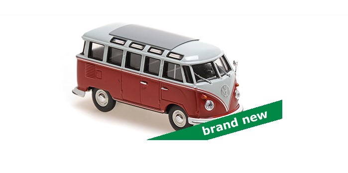 Volkswagen T1 Samba Bus 1961 Grijs/Rood - 1:43