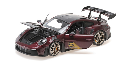 Porsche 911 (992) GT3 RS 2024 Paars met Gouden velgen - 1:18