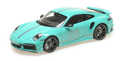 Porsche 911 (992) Turbo S Coupe Sport Design 2021 Groen - 1:18