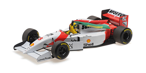 McLaren Ford MP4/8 tribute Imola 18-05-2024 with flag S. Vettel - 1:18