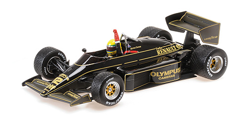 Lotus Renault 97T with rain tires 1st Career Win Dirty version Portugal GP 1985 A. Senna - 1:18