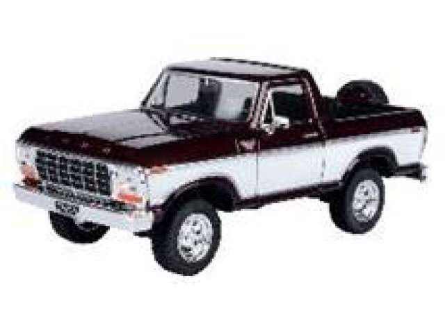 Ford Bronco Open Top 1978 Burgundy/Wit - 1:24