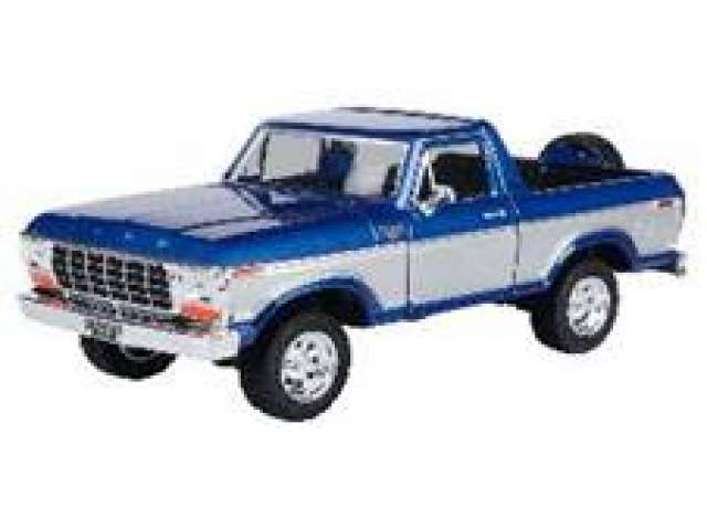 Ford Bronco Open Top 1978 Blauw/Wit - 1:24