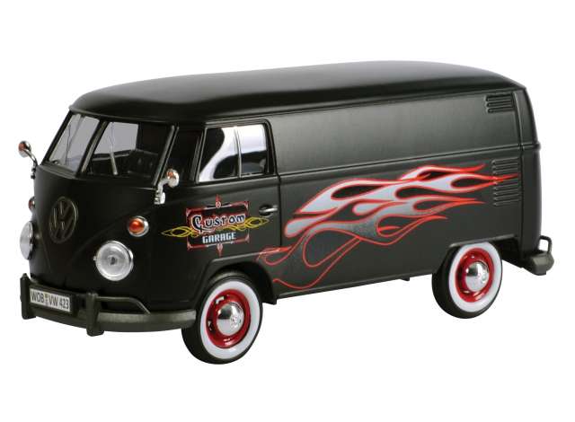 Volkswagen T1 Bestelbus Hot Rod Zwart met vlammen